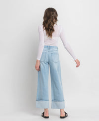 BEST SELLER High Rise Cuffed Baggy Wide Leg Jeans (light)