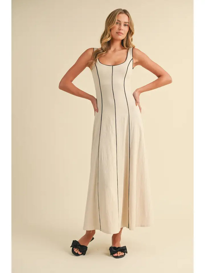 Contrast Piping Dress
