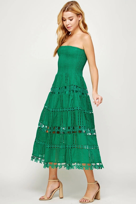 Sophia Eyelet Tube Dress (green)