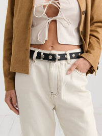 Linda Studded Western Belt in Black - GEORGE-MARY'S