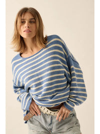 Prentiss Striped Sweater (dusty blue)