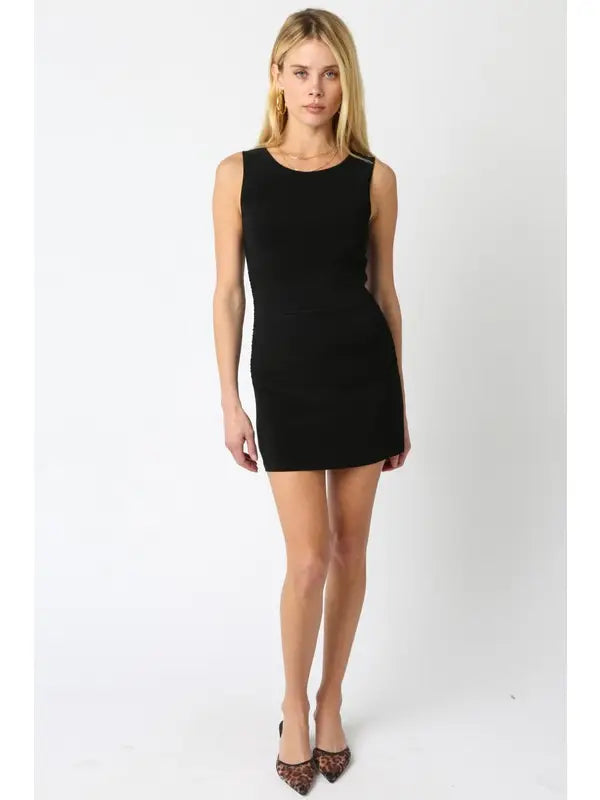 Emilie Boatneck Mini Dress (black)