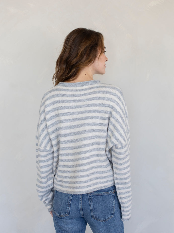 PREORDER The Piper Cardigan (grey stripe)