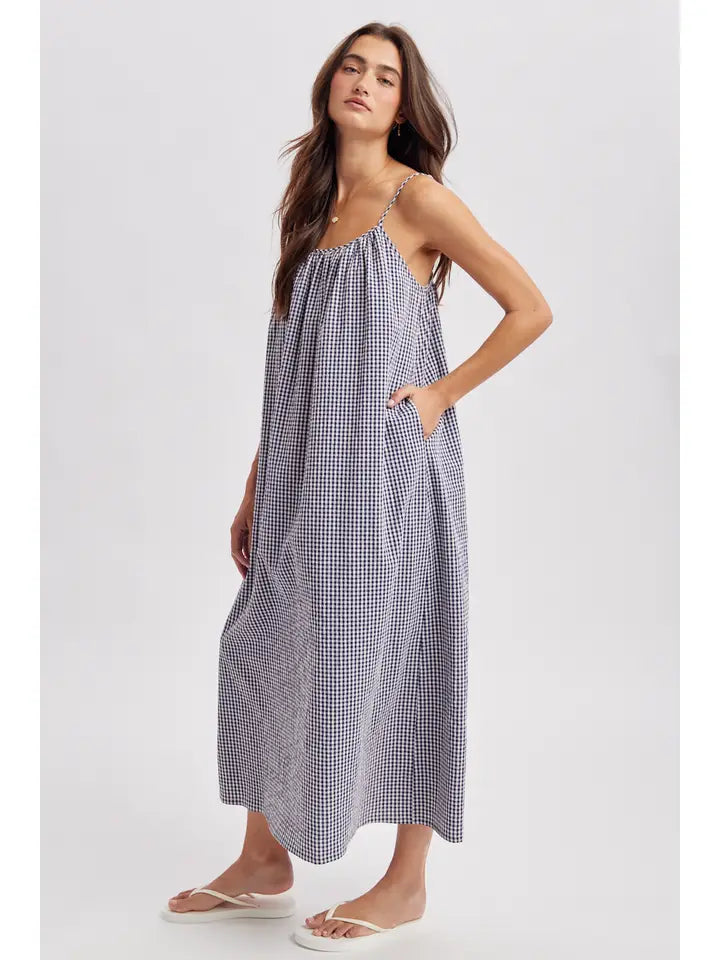 Gingham Maxi Dress (navy)