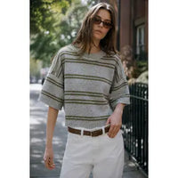 Olive Striped Sweater - GEORGE-MARY'S