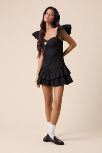 Flutter Sleeve Dress (black)