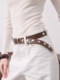 Linda Studded Western Belt in Brown - GEORGE-MARY'S