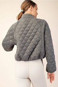 Diamond Quilted Hoodie Jacket (army green)