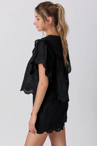 Ella Black Eyelet Shorts