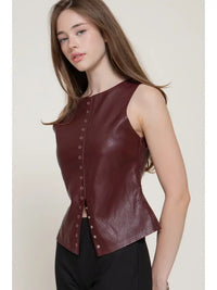 Faux Leather Vest (maroon)