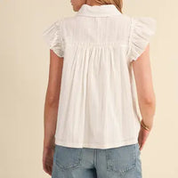 Ruffled Trim Blouse (white)