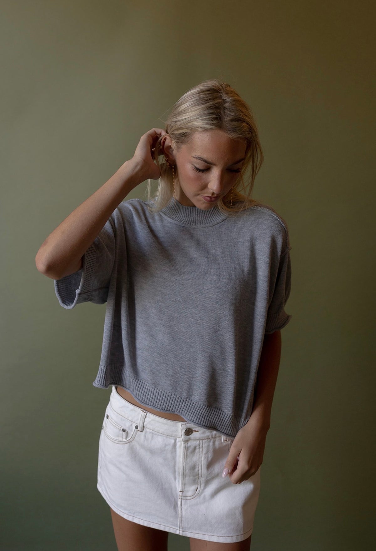Charlie Boxy Knit Top (heather) - GEORGE-MARY'S