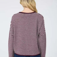 Burgundy Striped Cardigan - GEORGE-MARY'S