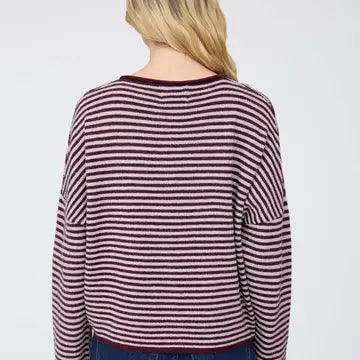 Burgundy Striped Cardigan - GEORGE-MARY'S