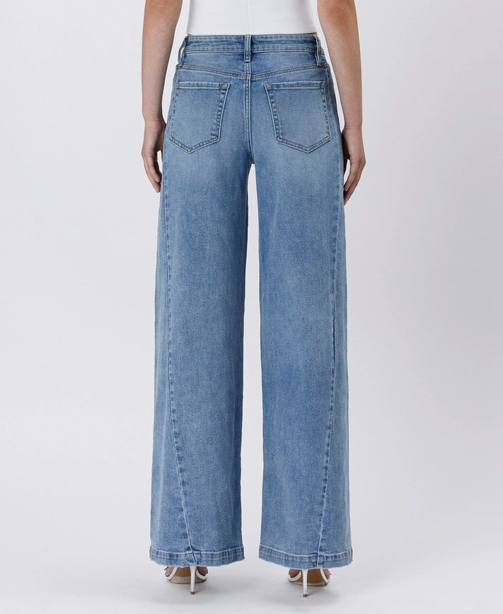 High Rise Twisted Seam Palazzo Jeans