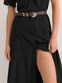 Pebble Dome Buckle Belt in Brown - GEORGE-MARY'S
