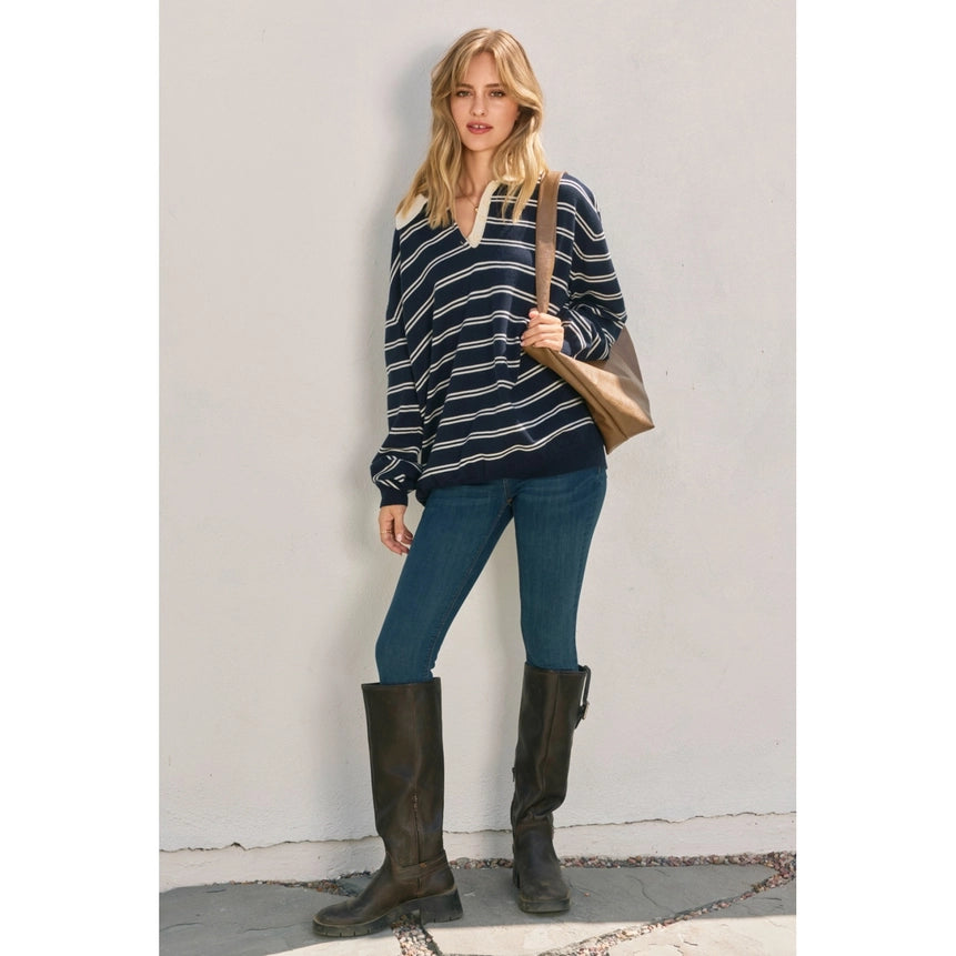 Navy Striped Rugby Shirt