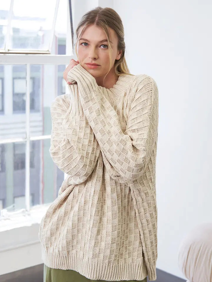 Monroe Checkered Sweater (ivory)