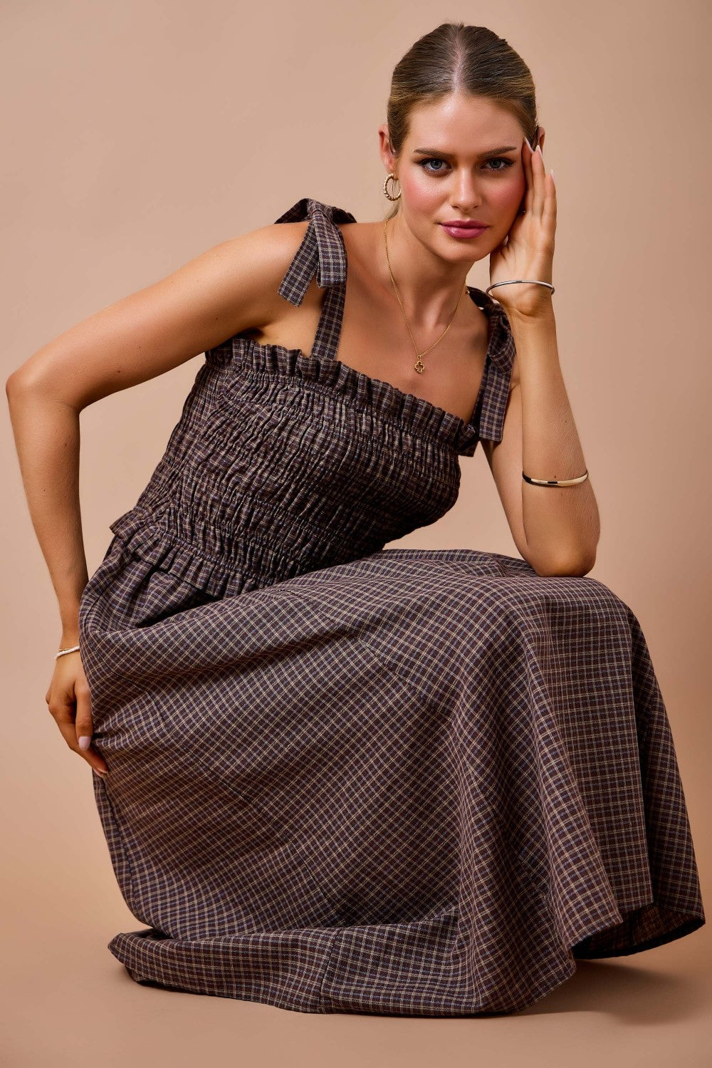 Wylie Plaid Maxi Dress