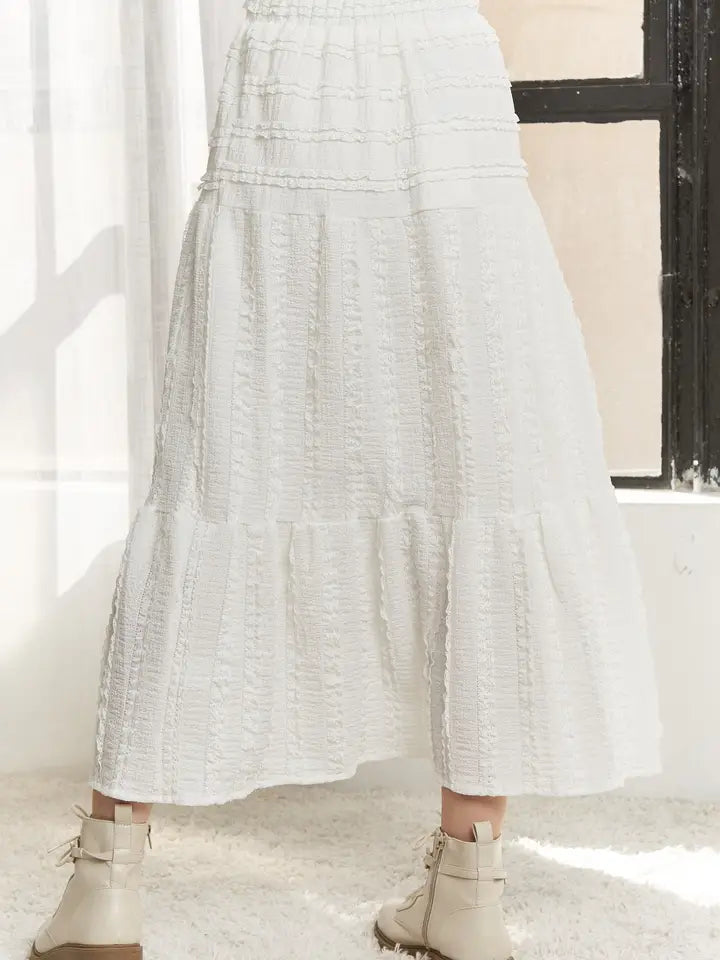 Penelope Tiered Skirt (white)