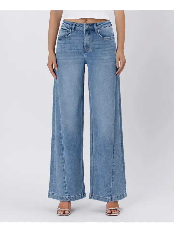 High Rise Twisted Seam Palazzo Jeans