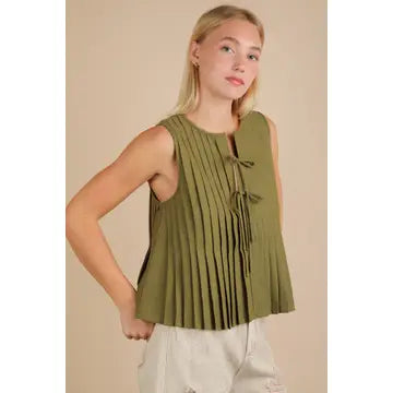 Polly Pleated Tank (olive)