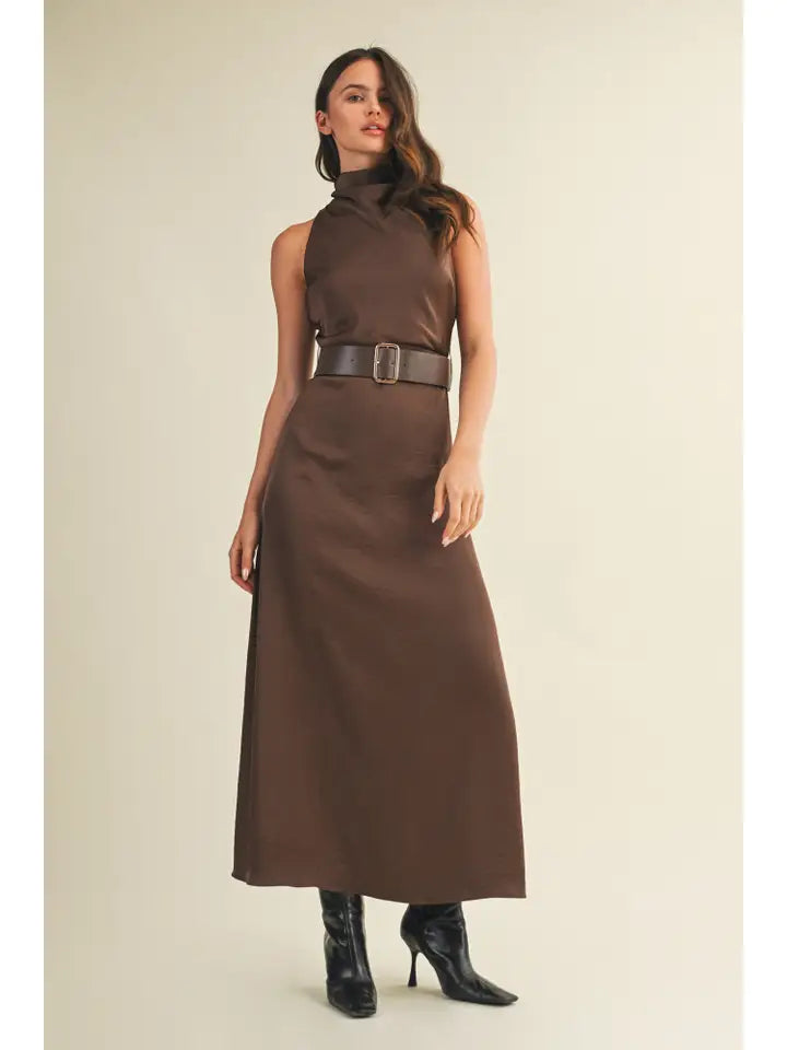 Fiona Satin Halter Dress