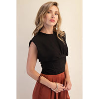 Mary Gathered Knit Top (black)