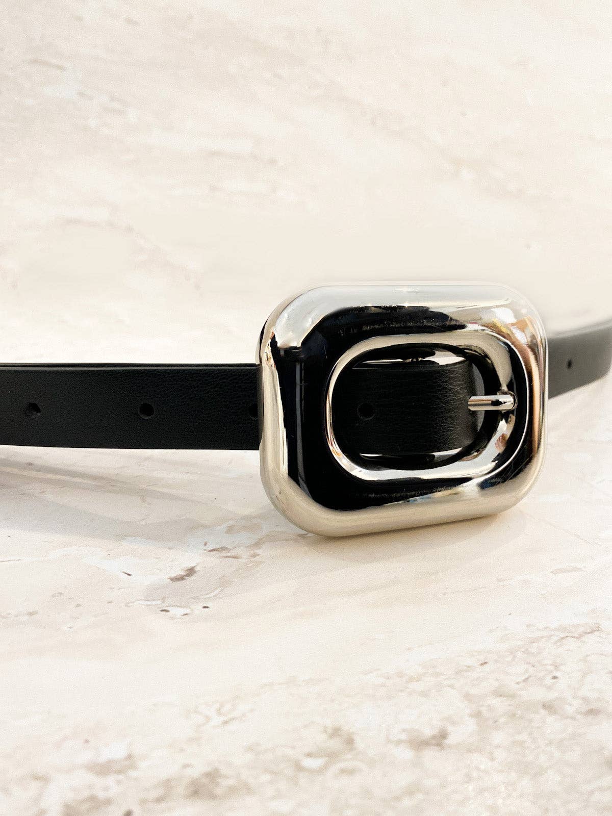 Chain Buckle PU Skinny Belt - GEORGE-MARY'S