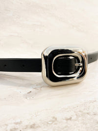 Chain Buckle PU Skinny Belt - GEORGE-MARY'S