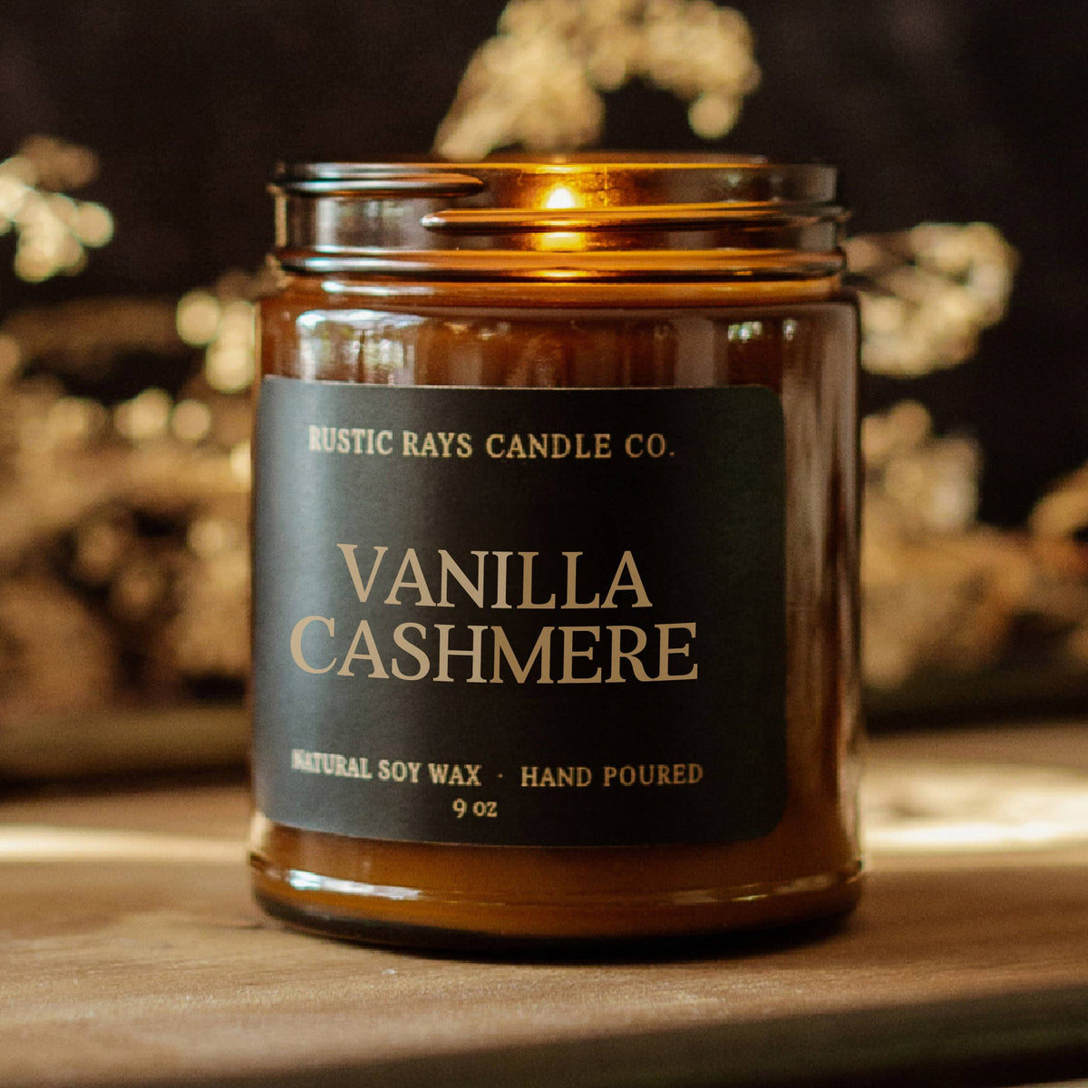 Vanilla Cashmere Fall Soy Candle - 9 oz Amber Jar - Decor