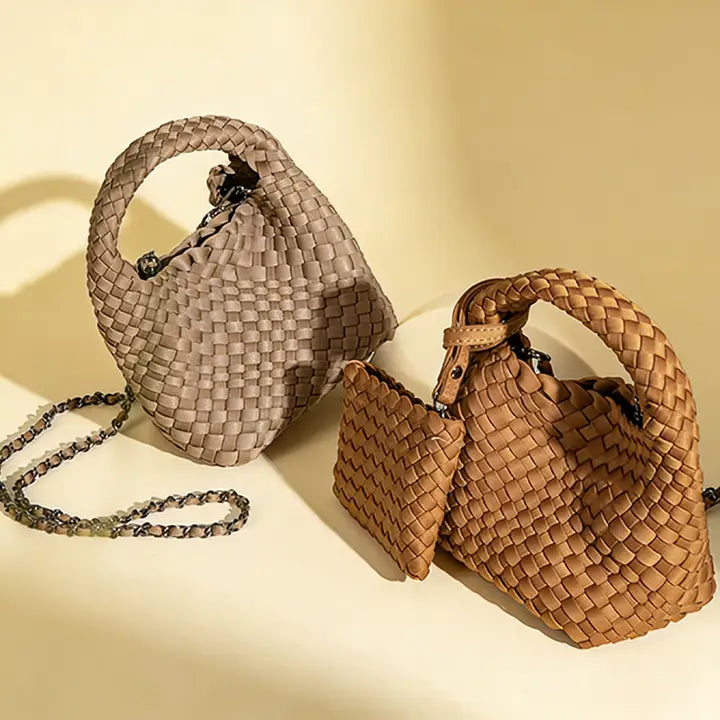 Mini Woven Basket Purse (khaki)