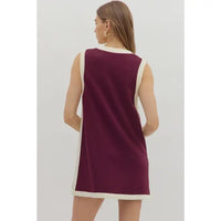 PREORDER Contrast Trim Dress (maroon)
