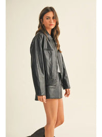 PREORDER Wells Washed Leather Jacket (black)