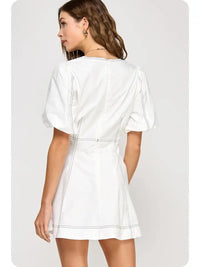 Top Stitched Mini Dress