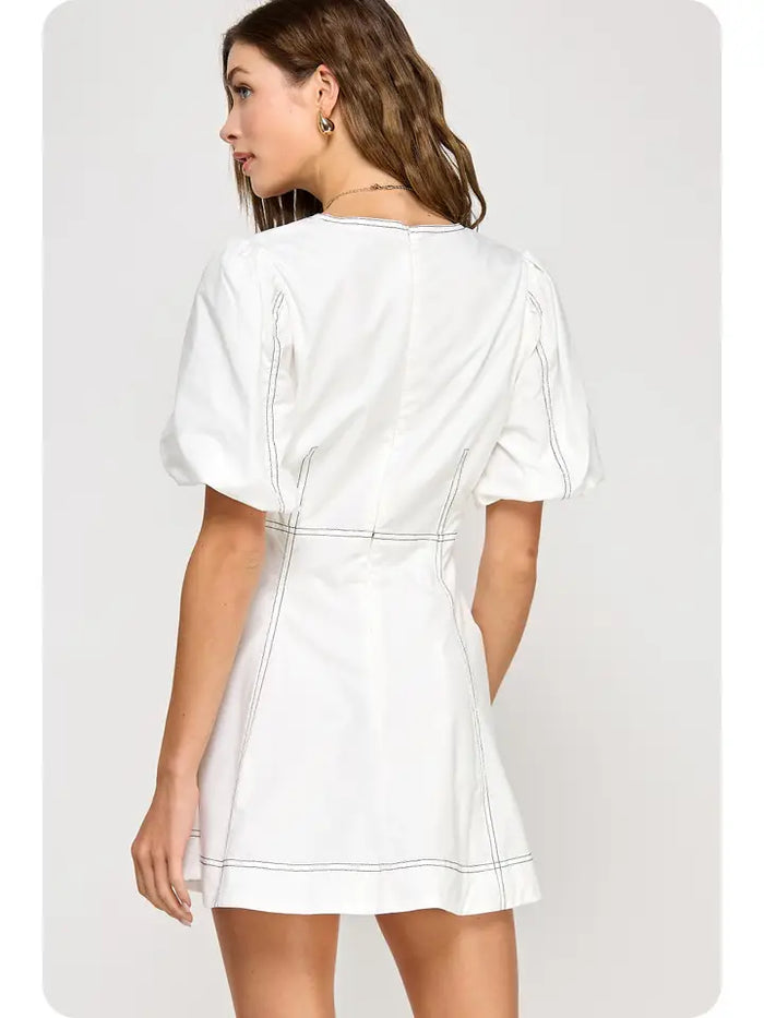 Top Stitched Mini Dress