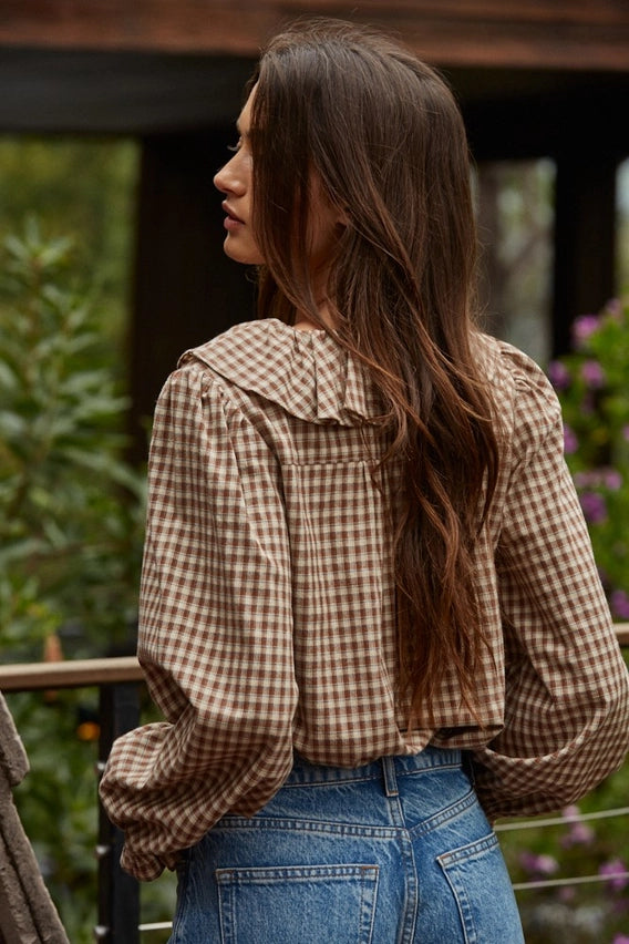 Well Gingham Ruffle Blouse - GEORGE-MARY'S