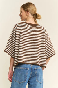 The Penny Cardigan (brown/ivory stripe)