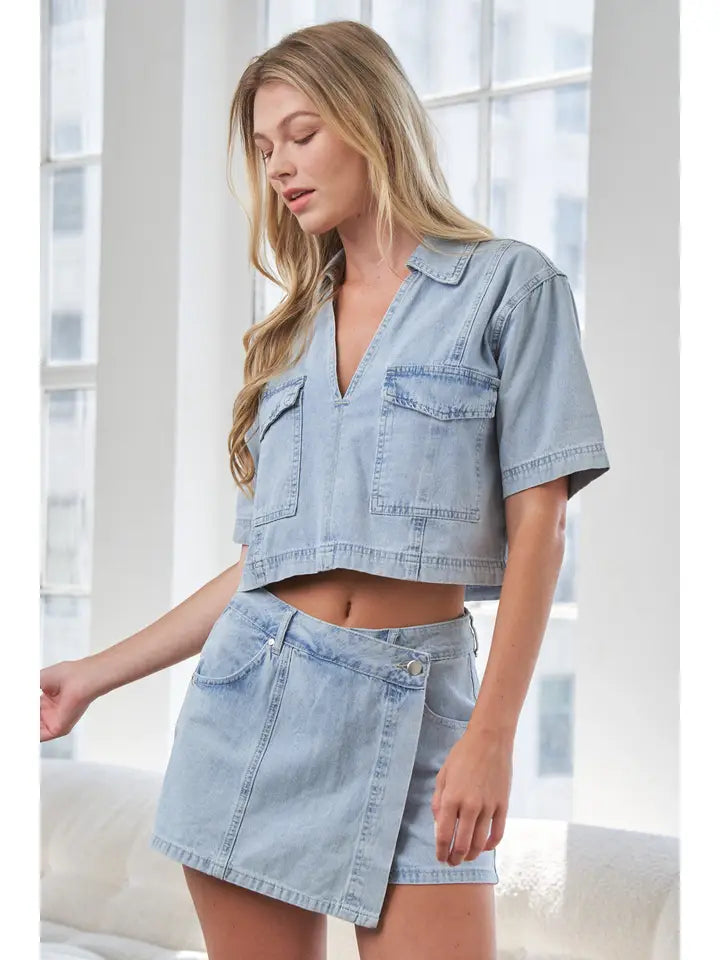 Denim Wrap Skort