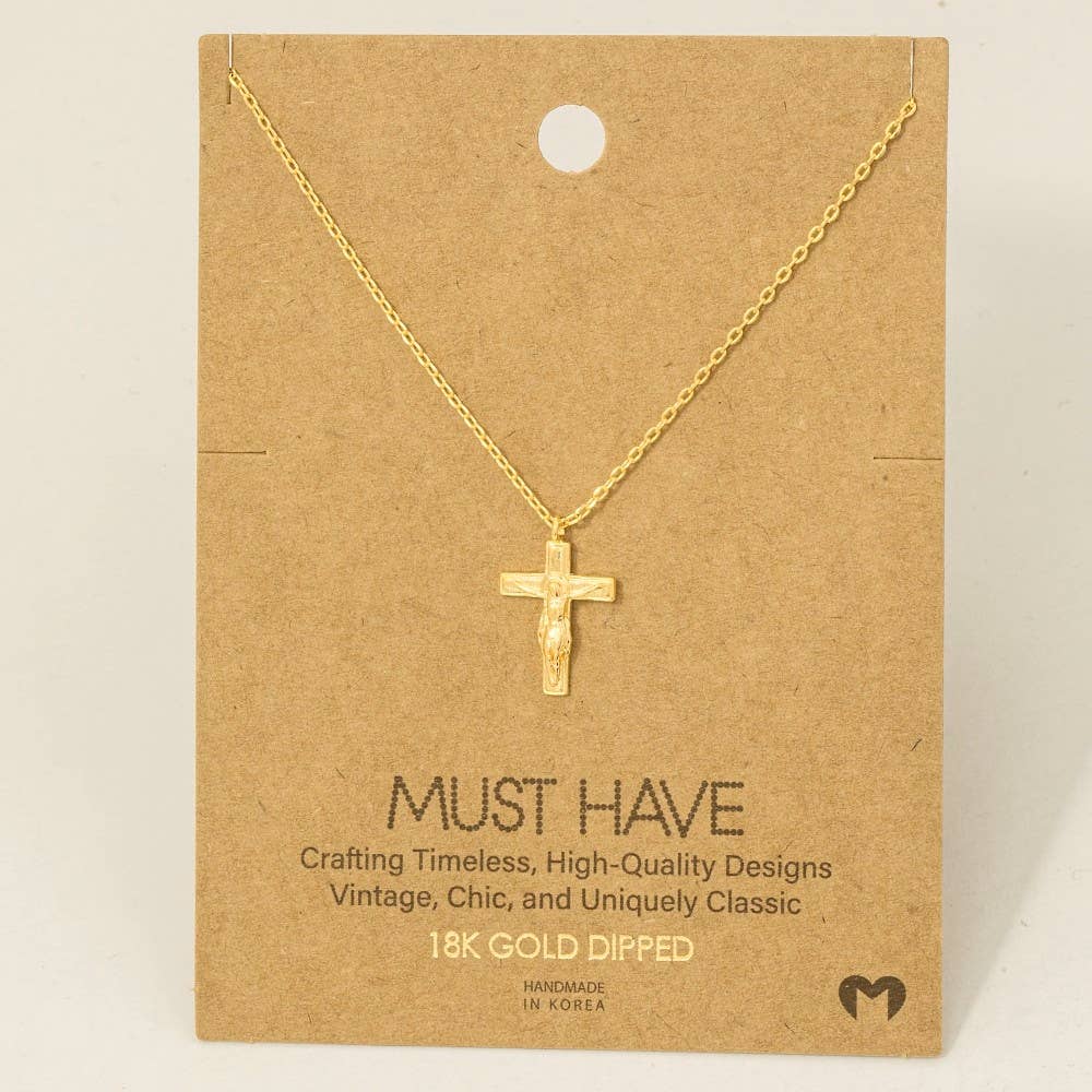 Gold Dipped Crucifix Cross Pendant Necklace - GEORGE-MARY'S
