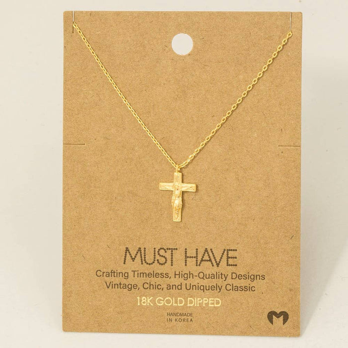 Gold Dipped Crucifix Cross Pendant Necklace - GEORGE-MARY'S