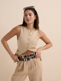 Pebble Dome Buckle Belt in Brown - GEORGE-MARY'S