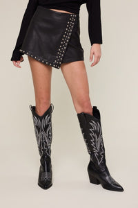 Studded Leather Skort (black)