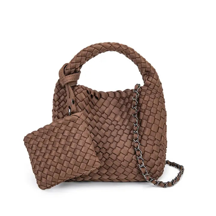 Mini Woven Basket Purse (coffee)