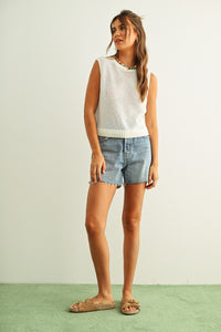 Boxy Cropped Tank (ivory) - GEORGE-MARY'S