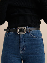 Chain Buckle PU Skinny Belt - GEORGE-MARY'S