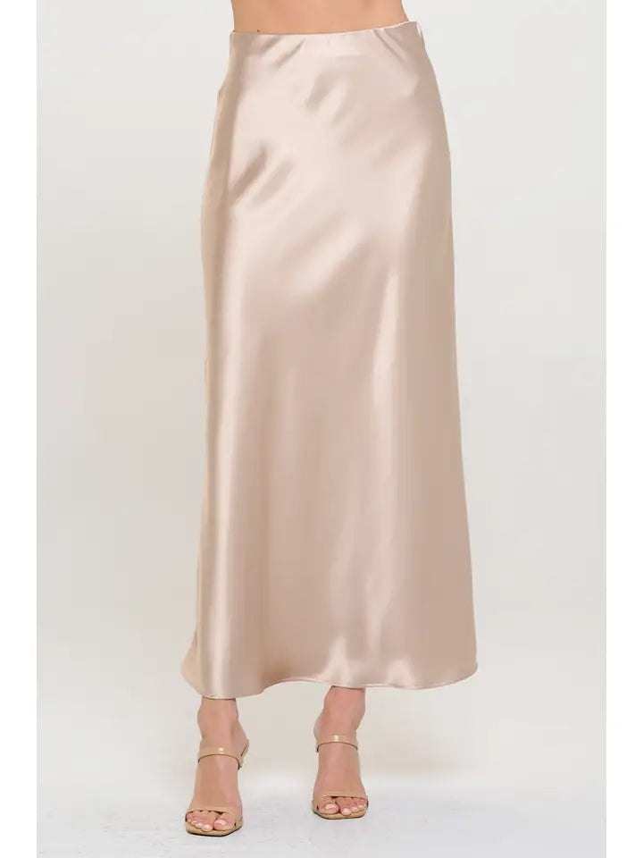 Satin Maxi Skirt (beige)