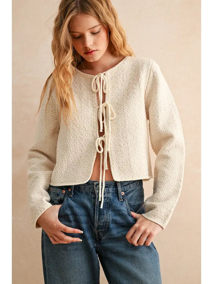 Mae Bow Tie Cardigan (cream)