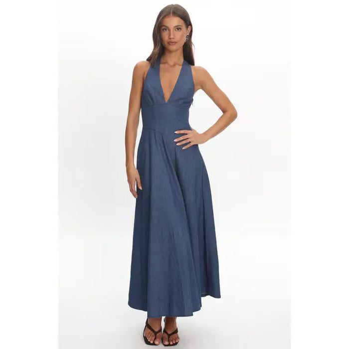 Millie Denim Halter Dress - GEORGE-MARY'S