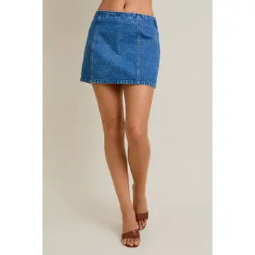 Low Rise Denim Mini Skirt